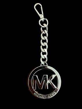 Michael Kors Silver Tone MK Logo Chain Bag Charm Keychain